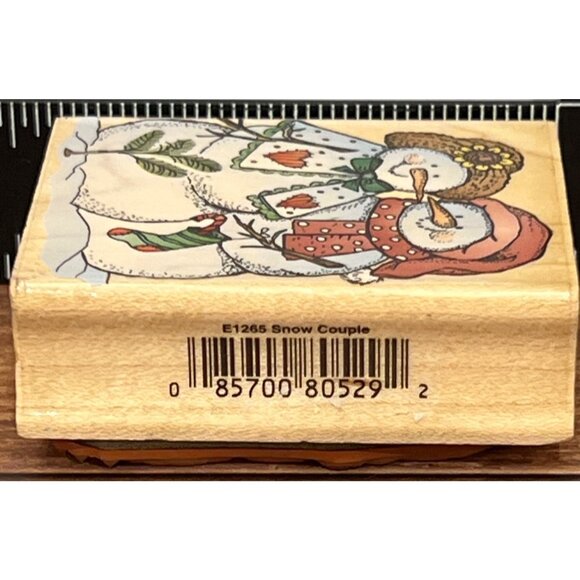 Hero Arts Snow Couple E1265 Wood Mounted Rubber Stamp snowman candy cane heart - Picture 4 of 6